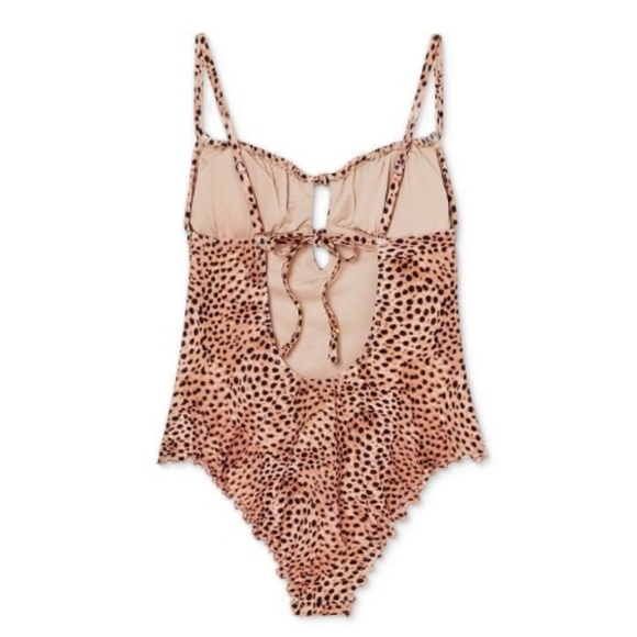Shade & Shore Tunnel Keyhole One Piece Swimsuit - Leopard Print Size S (4-6) - Picture 4 of 16